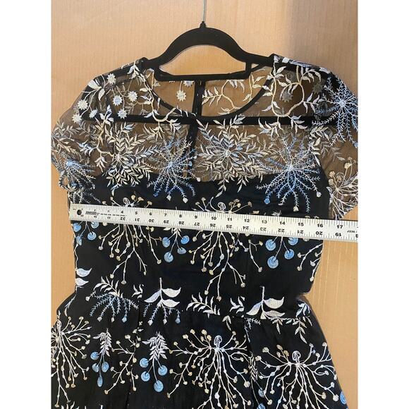 ADRIANNA PAPELL DRESS FAIRY COCKTAIL PARTY WHIMSIGOTH BLACK FLORAL EMBROIDERED - Picture 12 of 14